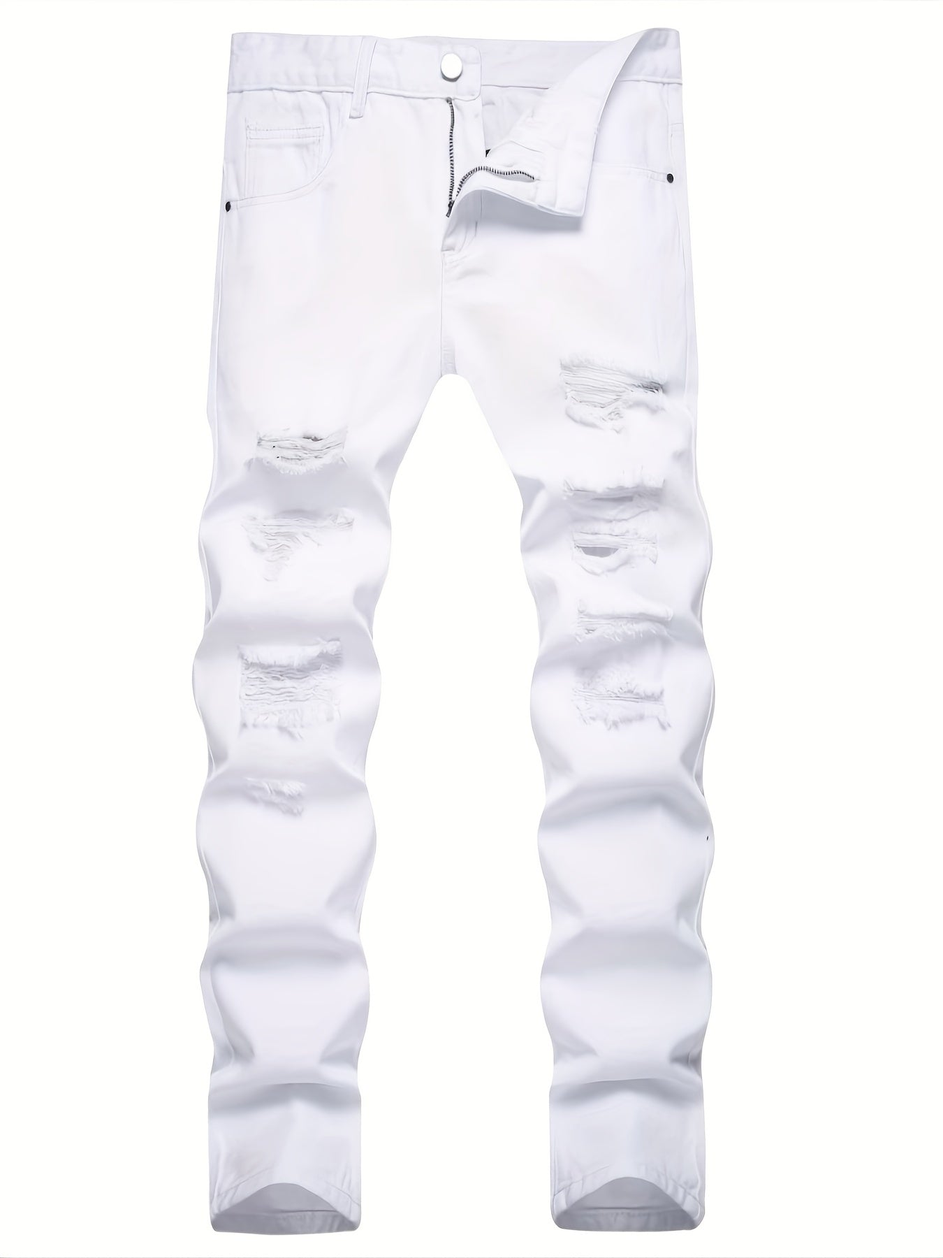 Men's Slim Fit Ripped Jeans Casual Stretch Denim Pants