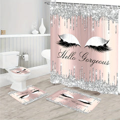 Shining Rhinestones Eye Pattern Shower Curtain Set