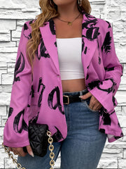 Women's Letter Print Long Sleeve Lapel Blazer