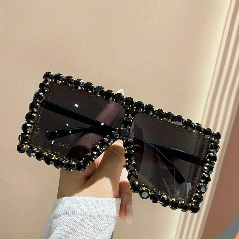 Oversized Square Sunglasses Women Rhinestone UV400 Sun Shades