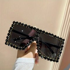 Oversized Square Sunglasses Women Rhinestone UV400 Sun Shades