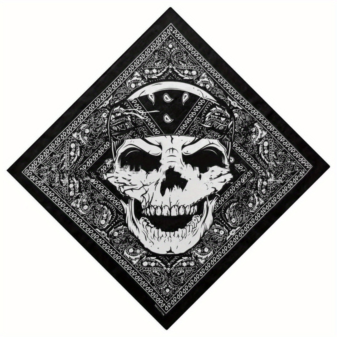 Skull Print Bandana Scarf Men Vintage Hair Square Hip Hop Style Square Scarf