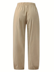 Minimalist Elastic Waist Wide Leg Pants Casual Solid Versatile Pants