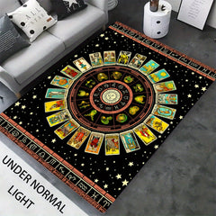 UV Light Flannel Luminous Tarot Pattern Rug Non Slip Mat