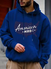 American Print Hoodie Men's Casual Graphic Pullover Hoodie