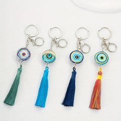 Devil's Eye Tassel Pendant Keychain For Girls Car Key Ring Mobile Phone