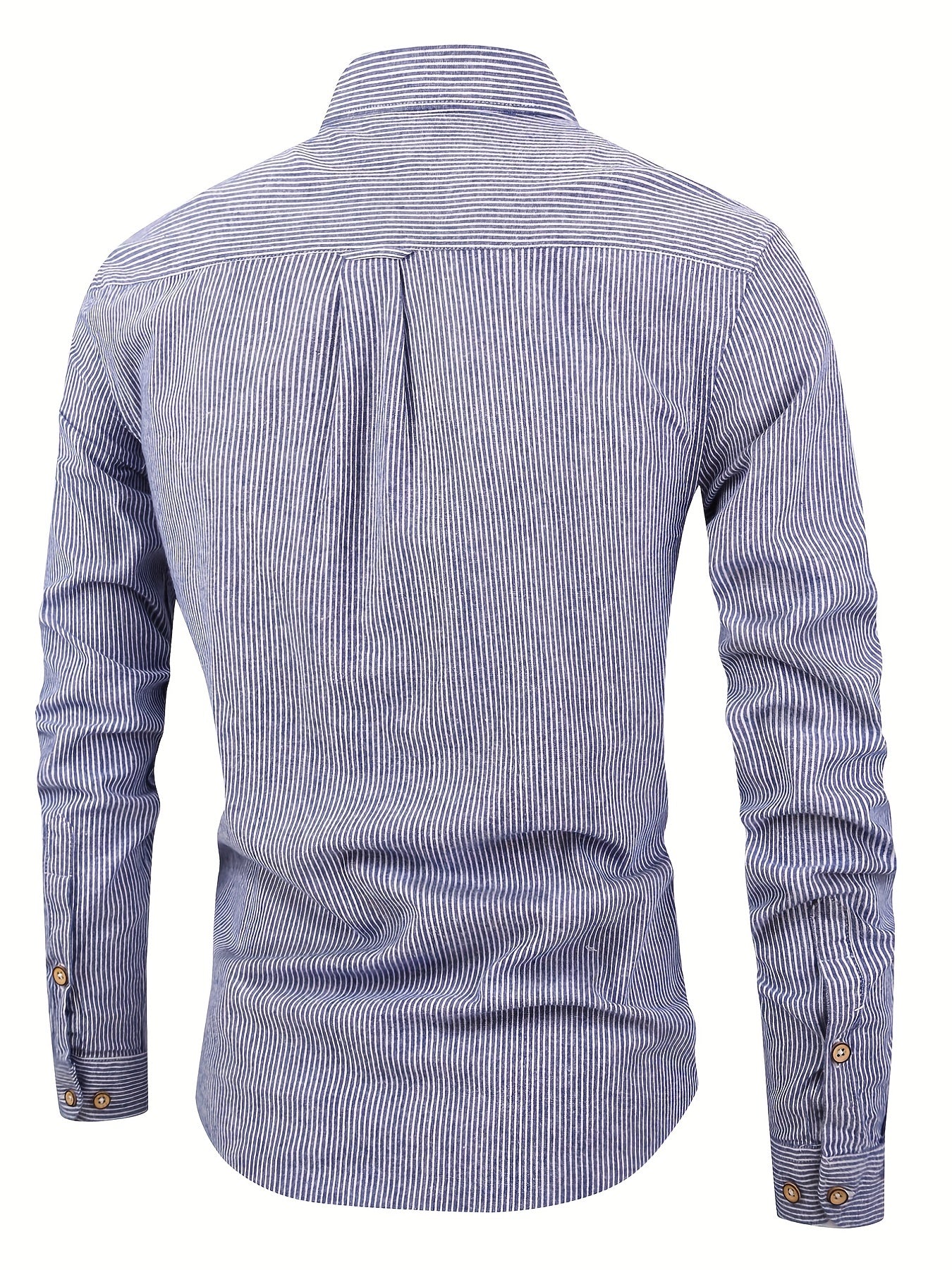 Stripe Print Men s Casual Long Sleeve Shirt With Pocket