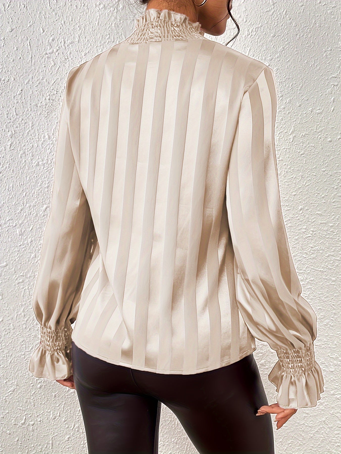 Solid Satin Flounce Sleeve Blouse