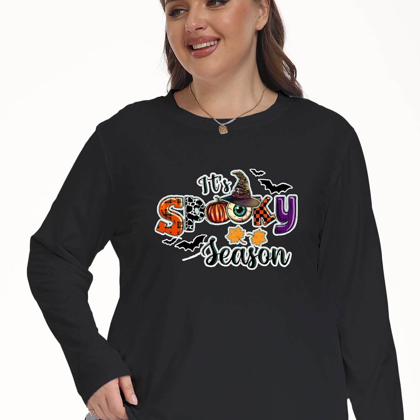Witch Hat & Bat Print Long Sleeve Lounge Top