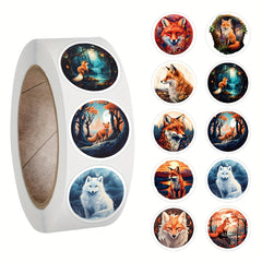 500pcs Fox Stickers Roll Vinyl Foxes Stickers For Water Bottles Laptop