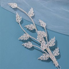 Green Rhinestone Crystal Leaf Hair Clip for Girls
