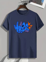 Graffiti Style Letter Print Men's Sports T-shirt