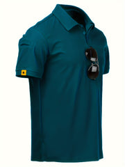 Men's Lapel 1/4 Button Short Sleeve Shirt For Fitness Training