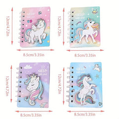 4 Colors 3D Unicorn Loose Leaf Notebook Set - Pink Purple Green Heart Journaling