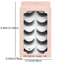 5 Pairs Fluffy 3D Mink Lashes - Natural & Reusable - Perfect Gift for Her