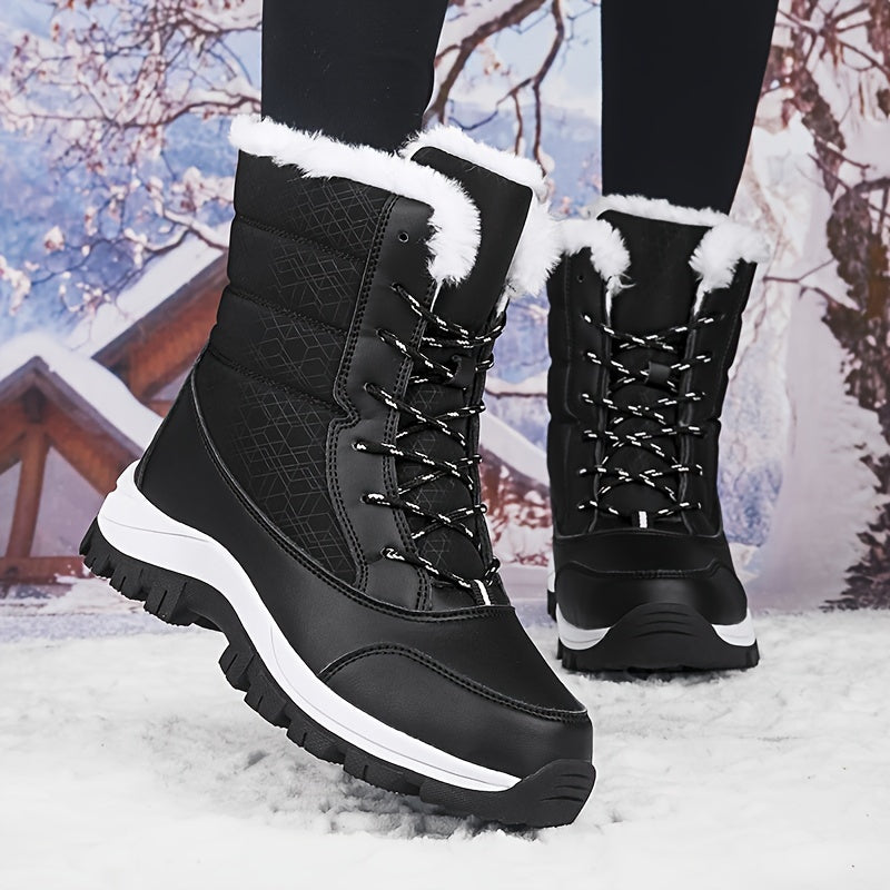Women's Faux Fur Lined Snow Boots Warm Winter Outdoor Hiking Boots
