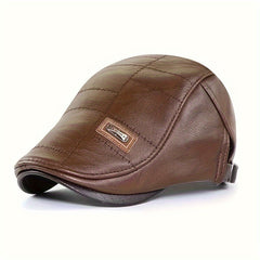 Men's Vintage Beret PU Leather Adjustable Hat