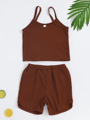 Toddler Girls Ribbed Tank Top Matching Shorts Baby Kids Clothes
