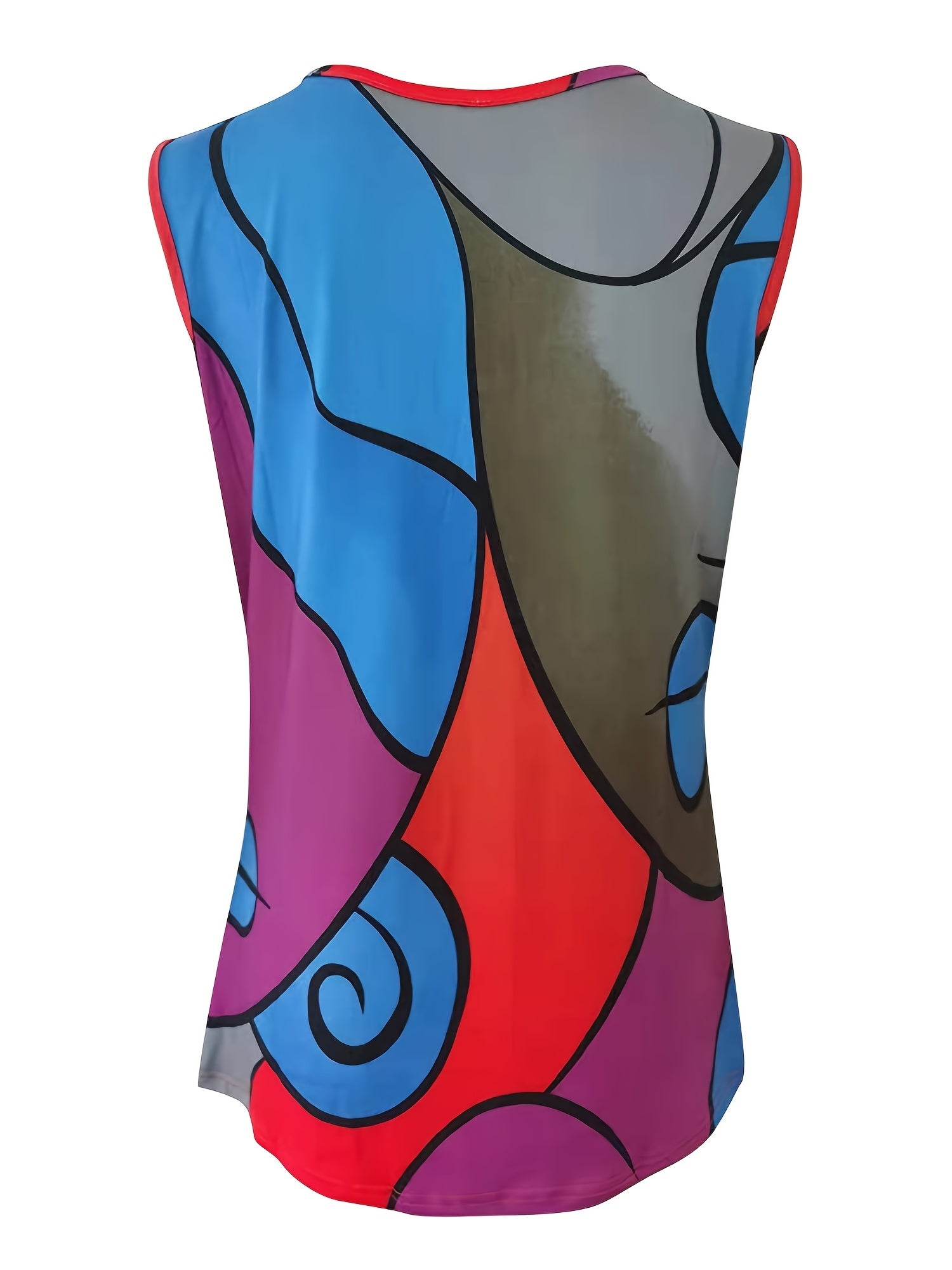Abstract Print Tank Top Sleeveless Summer Casual