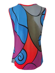 Abstract Print Tank Top Sleeveless Summer Casual