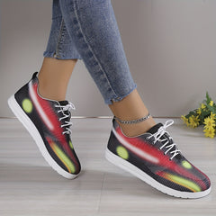 Abstract Print Sneakers Lace Up Low Top Mesh Shoes