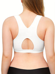 Hollow Racerback Sports Bra Front Closure Support Yoga Bra