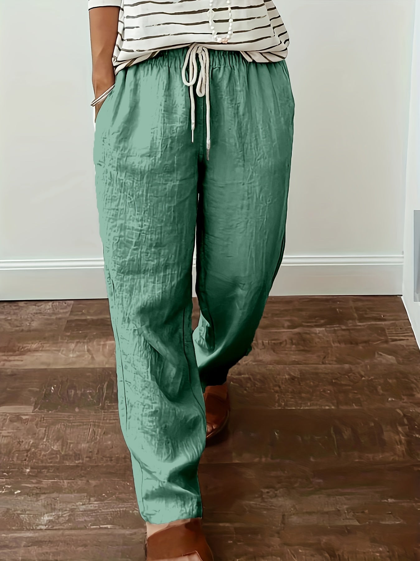 Minimalist Drawstring Wide Leg Pants Women