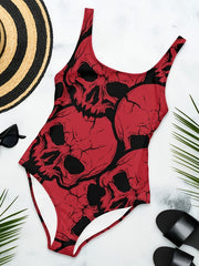 Women's Plus Size Skull Print One Piece Swimsuit