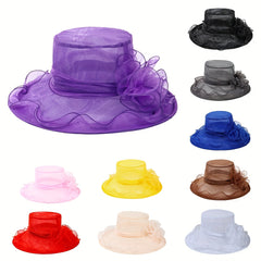 Wide Brim Organza Sun Hats Candy Mesh Breathable Bucket Hat Lightweight
