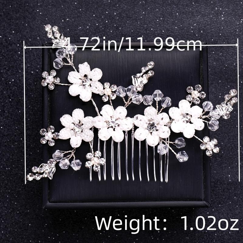 Faux Pearl Crystal Flower Bridal Hair Comb Wedding Hair Accessories Golden