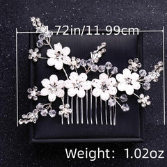 Faux Pearl Crystal Flower Bridal Hair Comb Wedding Hair Accessories Golden