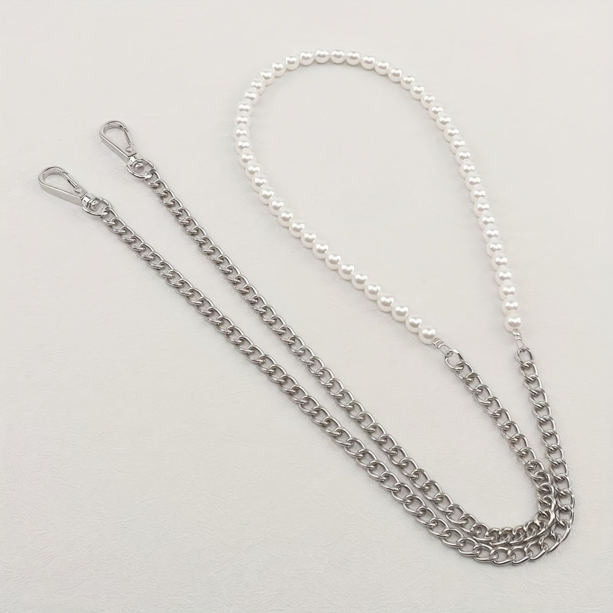 Metal Chain & Bead Decor Strap DIY Crossbody Bag Accessories