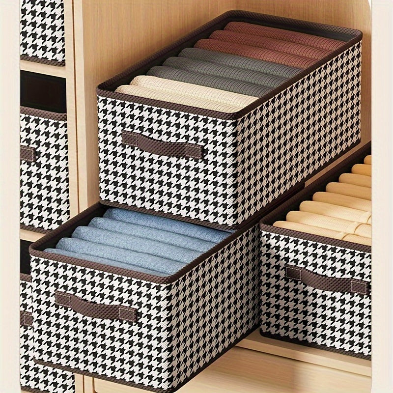 2pcs Collapsible Plaid Underwear Storage Box Large Capacity