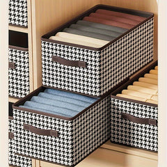 2pcs Collapsible Plaid Underwear Storage Box Large Capacity