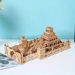 3D Wooden Jigsaw Puzzle 235pcs Ancient Temple Ruins Model for Adults