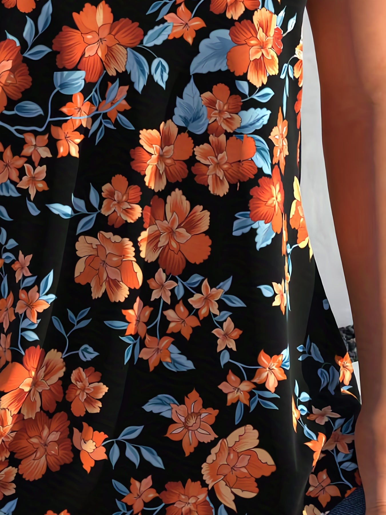 Boho Tank Top Women's Plus Floral Print Criss Cross V Neck
