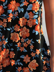 Boho Tank Top Women's Plus Floral Print Criss Cross V Neck