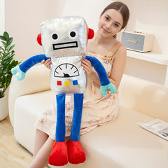 Plush Toy Space Robot Doll with Red Accents Soft Golden for Stuffed Animals