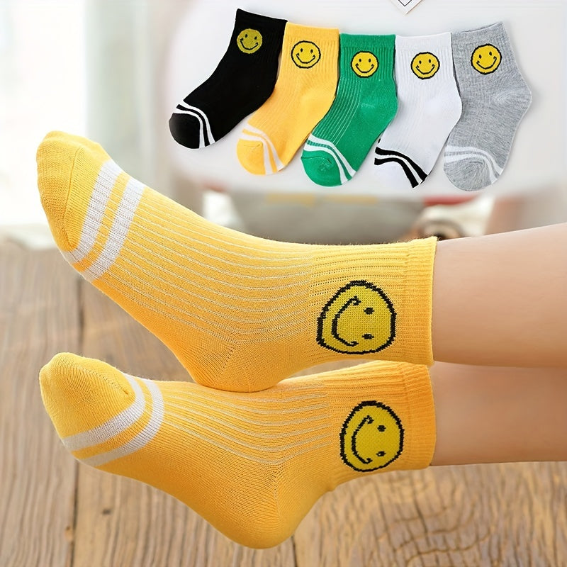 Kids Smile Face Print Socks for Spring Autumn
