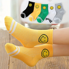 Kids Smile Face Print Socks for Spring Autumn