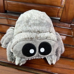 Gray Spider Plush Toy Soft Polyester Cartoon Doll Fluffy Eyes Legs Perfect Gift