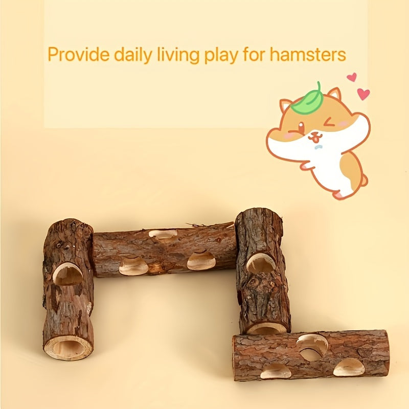 Hamster Tunnel Toy Hollow Wooden Pet Chew Toy Wood Hideout