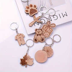 1pc Cartoon Wooden Car Keychain Creative Key Chain Keyring Pendant