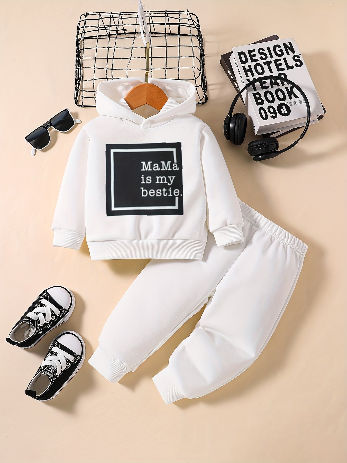 Baby Girls Boys Sweatshirt Set MAMA IS MY BESTIE Print Toddler Trousers