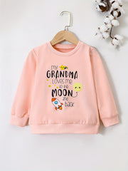 Star Moon & ''My Grandma Loves Me'' Round Neck Sweatshirt For Girls