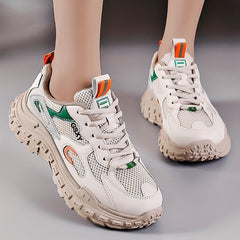 Women's Mesh Chunky Sneakers Breathable Lace Up Low Top Sports Shoes