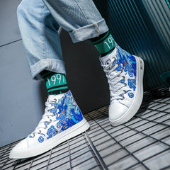 Men's Chinese Mythology High Top Canvas Sneakers with Good Grip