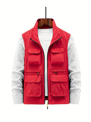 Men's Zip Up Vest Stand Collar Outdoor Fishing Hiking