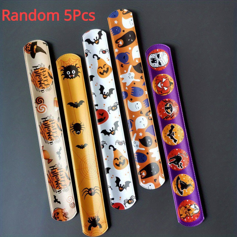12pcs Halloween Slap Bracelets Skeleton Wrist Strap Decor