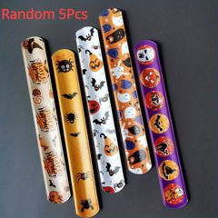 12pcs Halloween Slap Bracelets Skeleton Wrist Strap Decor